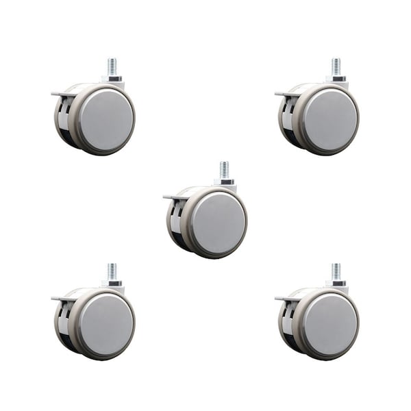 Service Caster 2.375 Inch MRI Safe Casters with Brakes, 3/8 Inch Threaded Stem, Set of 5 -SCC, 5PK SCC-TS02S60-TPR-GRY-B-381634-MRI-5 - main